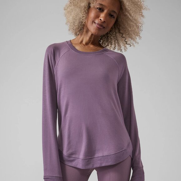 Athleta Mindset Sweater Women Size XS Purple Long Sleeve Lightweight Sweatshirt - Picture 1 of 6